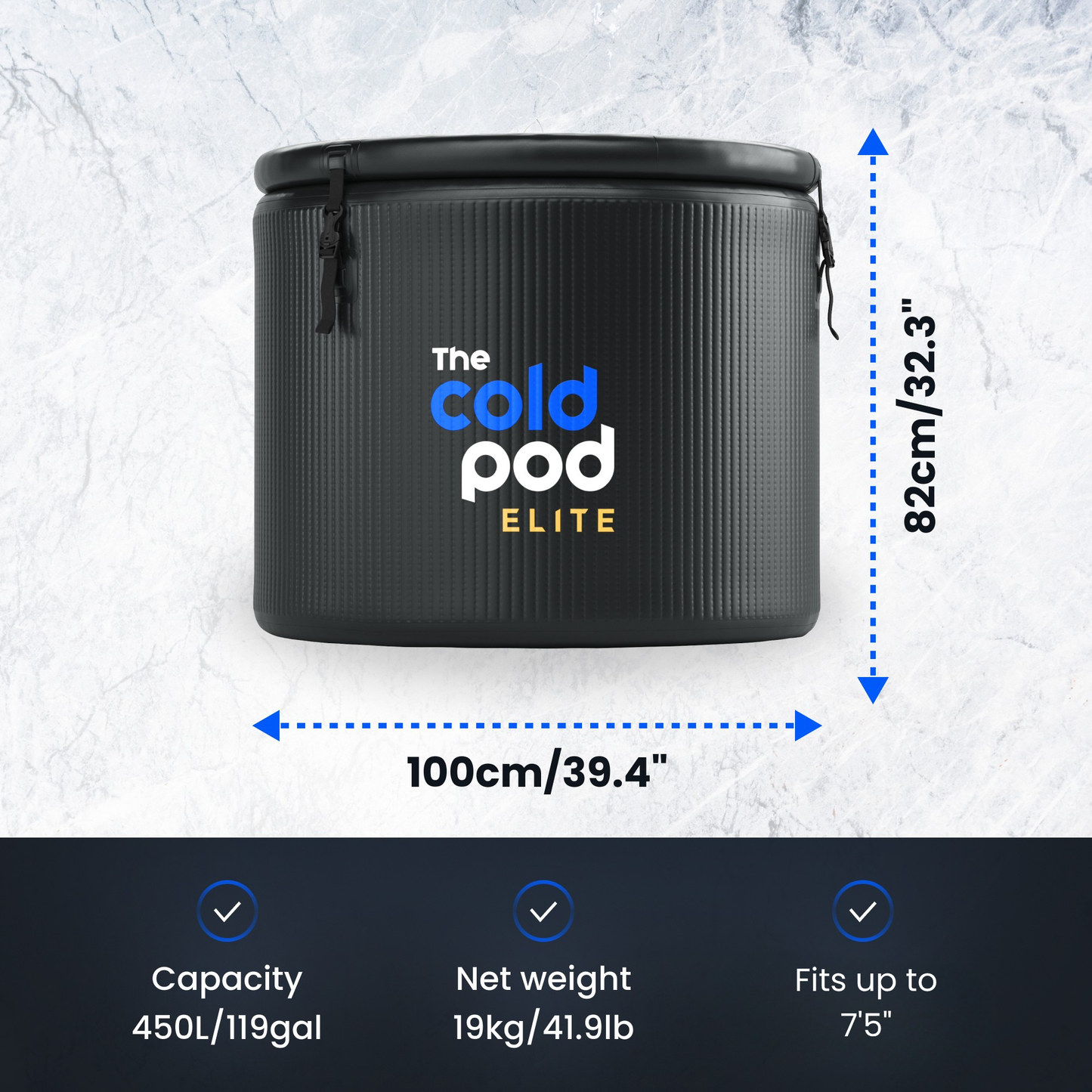 The Cold Pod Elite Lite Insulated Ice Bath Tub USA